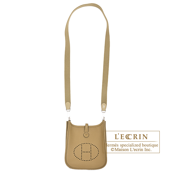 Hermes Evelyne Amazon bag TPM Dune Clemence leather Silver hardware Bandouliere 111cm