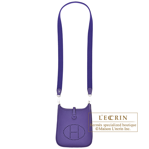 Hermes Evelyne Amazon bag 16/TPM Purple Clemence leather Silver hardware Bandouliere 111cm