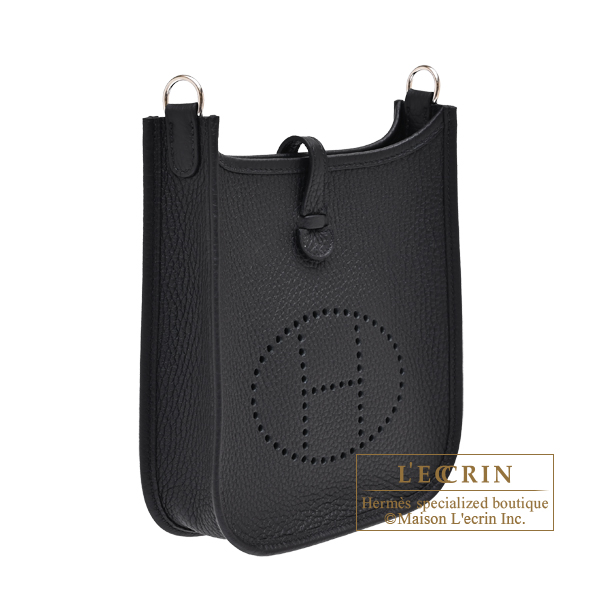 Hermes Evelyne Amazon bag 16/TPM Black Clemence leather Silver hardware Bandouliere 85cm