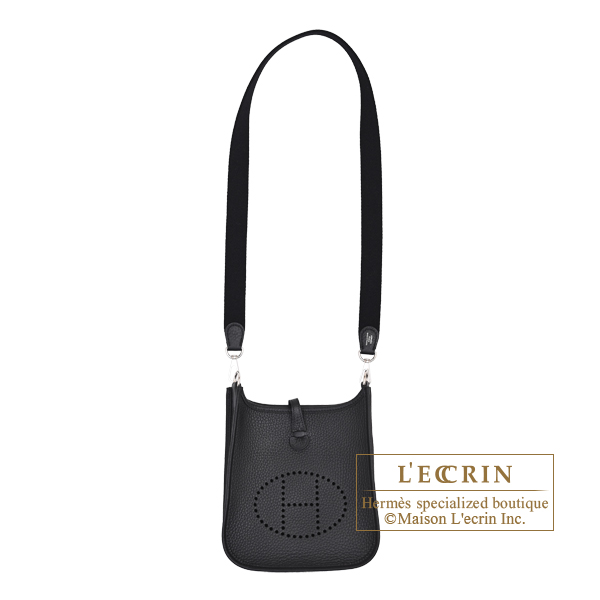 Hermes Evelyne Amazon bag 16/TPM Black Clemence leather Silver hardware Bandouliere 85cm