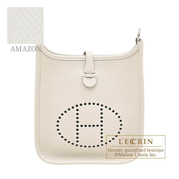 Hermes　Evelyne Amazon bag TPM　Craie　Clemence leather　Silver hardware　Bandouliere 111cm