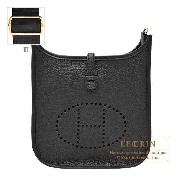 Hermes　Evelyne 3 bag 23　Black　Clemence leather　Gold hardware