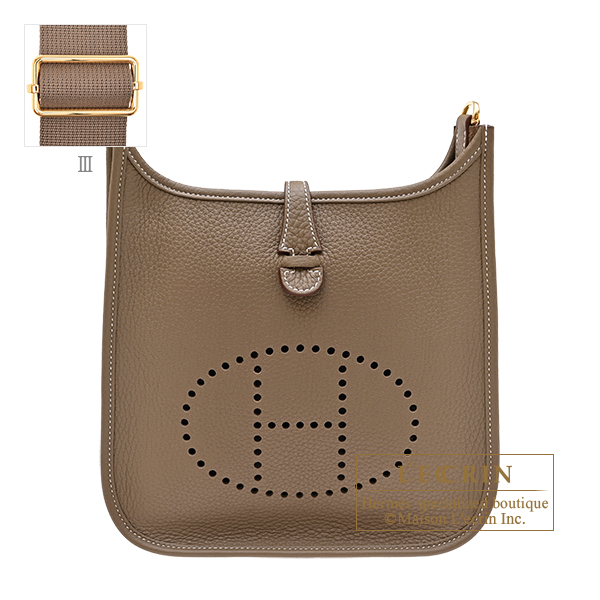 Hermes　Evelyne 3 bag 23　Etoupe grey　Clemence leather　Gold hardware