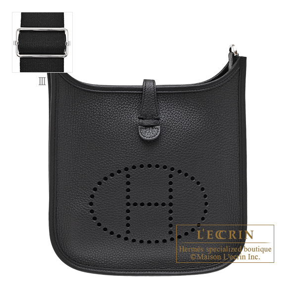 Hermes　Evelyne 3 bag 23　Black　Clemence leather　Silver hardware