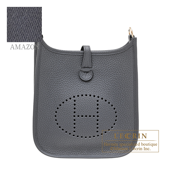 Hermes　Evelyne Amazon bag TPM　Gris misty　Clemence leather　Champagne gold hardware　Bandouliere 111cm
