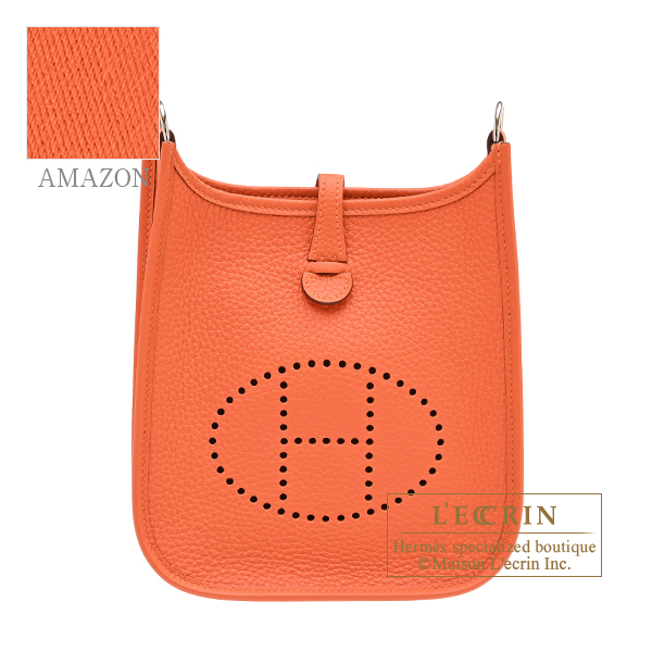 Hermes　Evelyne Amazon bag TPM　Tangerine　Clemence leather　Silver hardware　Bandouliere 111cm