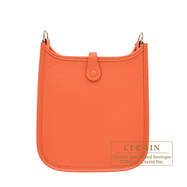 Hermes Evelyne Amazon bag TPM Tangerine Clemence leather Silver hardware Bandouliere 111cm