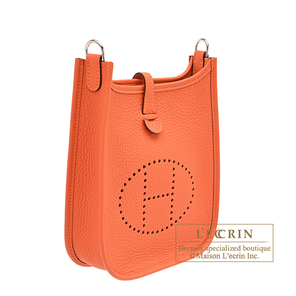Hermes Evelyne Amazon bag TPM Tangerine Clemence leather Silver hardware Bandouliere 111cm