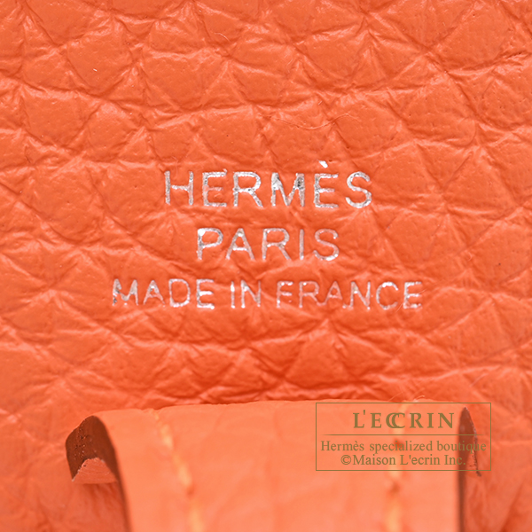 Hermes Evelyne Amazon bag TPM Tangerine Clemence leather Silver hardware Bandouliere 111cm