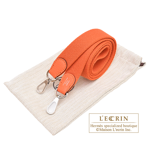 Hermes Evelyne Amazon bag TPM Tangerine Clemence leather Silver hardware Bandouliere 111cm