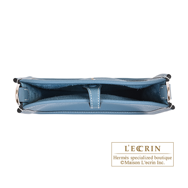 Hermes Evelyne Amazon bag TPM New blue jean Clemence leather Silver hardware Bandouliere 111cm