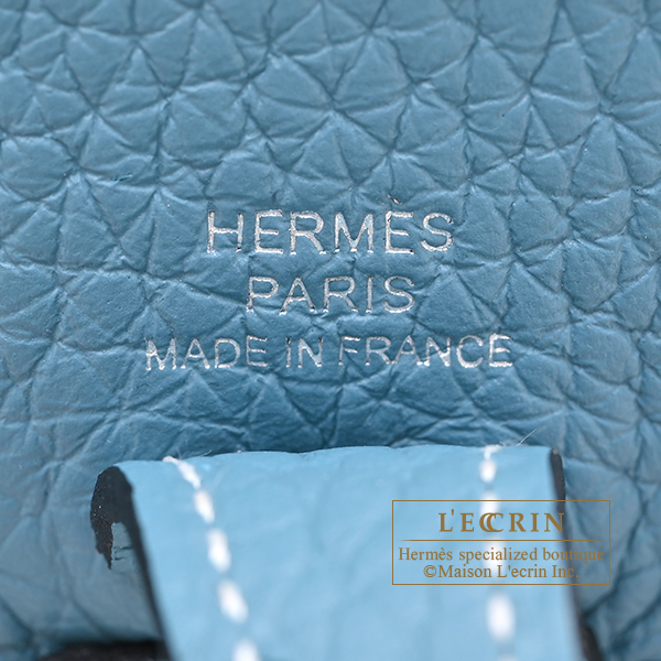 Hermes Evelyne Amazon bag TPM New blue jean Clemence leather Silver hardware Bandouliere 111cm