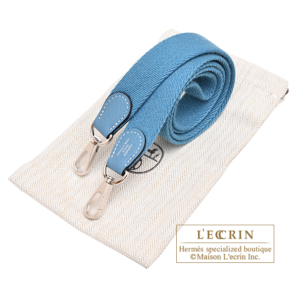Hermes Evelyne Amazon bag TPM New blue jean Clemence leather Silver hardware Bandouliere 111cm