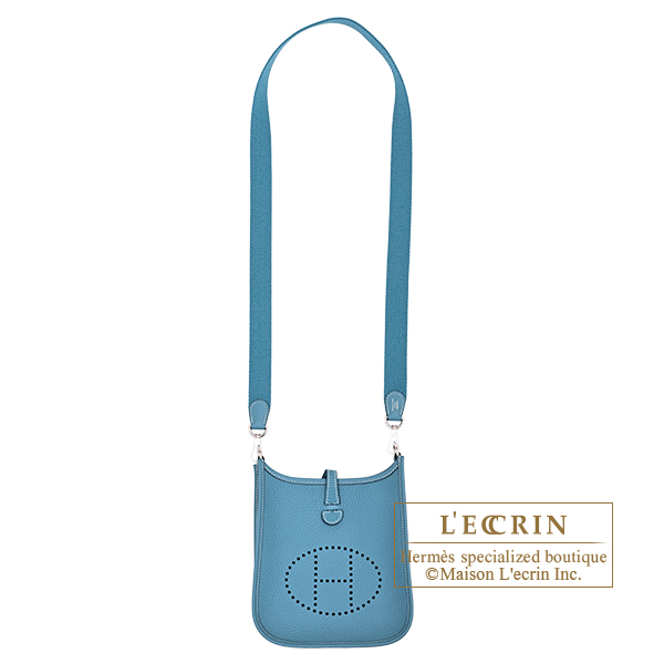 Hermes Evelyne Amazon bag TPM New blue jean Clemence leather Silver hardware Bandouliere 111cm