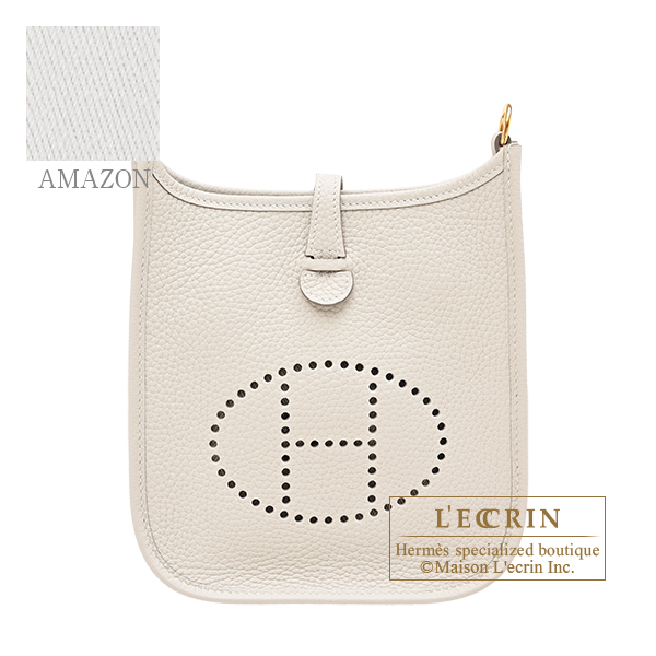 Hermes　Evelyne Amazon bag TPM　Craie　Clemence leather　Gold hardware　Bandouliere 111cm