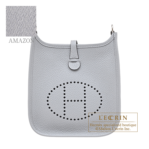 Hermes　Evelyne Amazon bag TPM　Gris pantin　Clemence leather　Silver hardware　Bandouliere 111cm