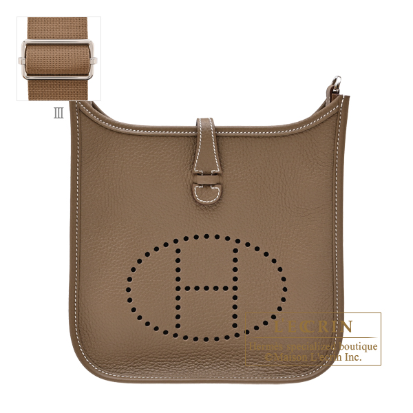 Hermes　Evelyne 3 bag 23　Etoupe grey　Clemence leather　Silver hardware