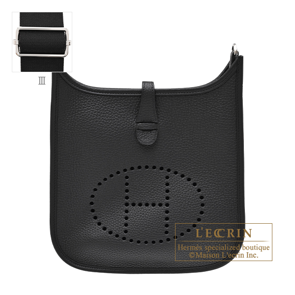 Hermes　Evelyne 3 bag 23　Black　Clemence leather　Silver hardware