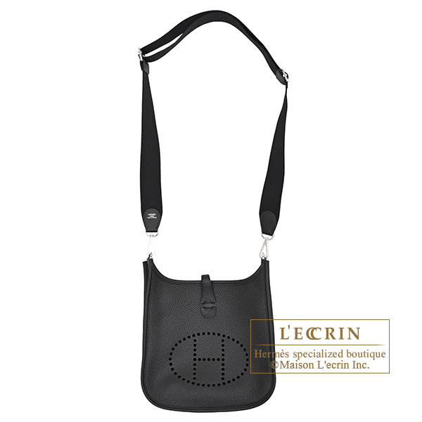 Hermes Evelyne 3 bag 23 Black Clemence leather Silver hardware