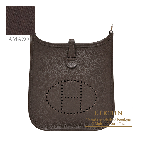 Hermes　Evelyne Amazon bag TPM　Ebene　Clemence leather　Silver hardware　Bandouliere 111cm