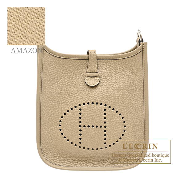 Hermes　Evelyne Amazon bag TPM　Poussiere　Clemence leather　Silver hardware　Bandouliere 111cm