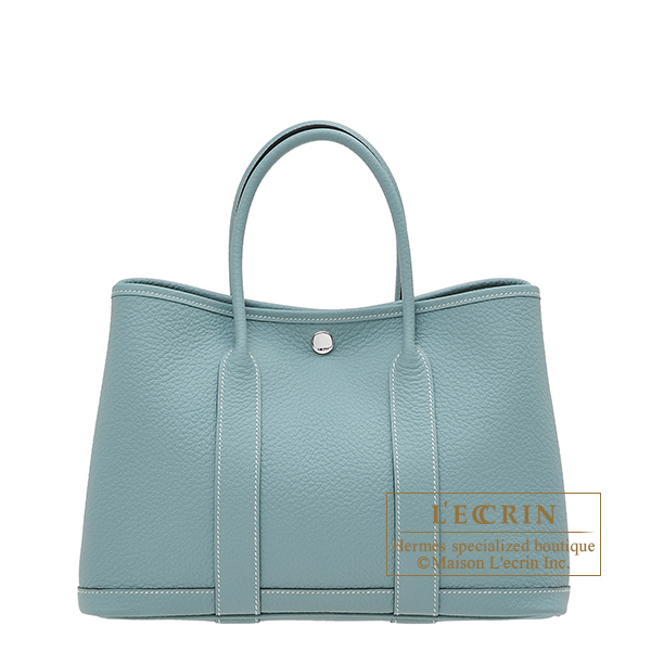 Hermes　Garden Party bag 30/TPM　Ciel　Country leather　Silver hardware