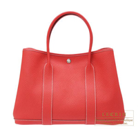 Hermes　Garden Party bag 36/PM　Rouge casaque　Country leather　Silver hardware