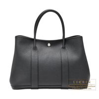 Hermes　Garden Party bag 36/PM　Quadrige　Black　Country leather　Silver hardware