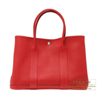 Hermes　Garden Party bag 36/PM　Rouge piment　Negonda leather　Silver hardware