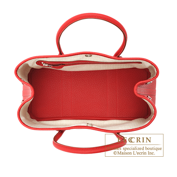 Hermes Garden Party bag 30/TPM Rouge piment Negonda leather Silver hardware