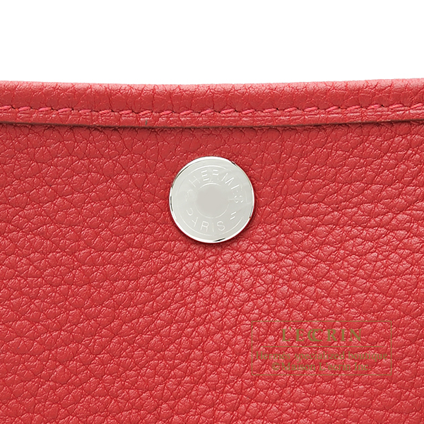 Hermes Garden Party bag 30/TPM Rouge piment Negonda leather Silver hardware