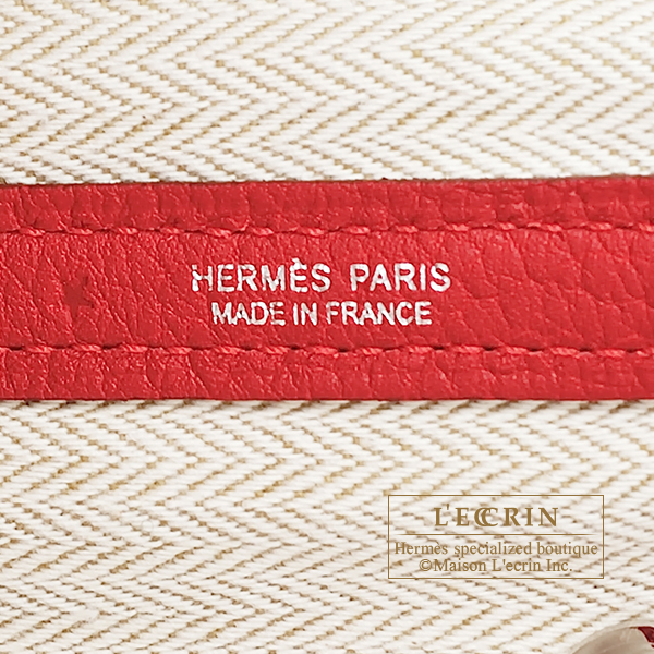 Hermes Garden Party bag 30/TPM Rouge piment Negonda leather Silver hardware