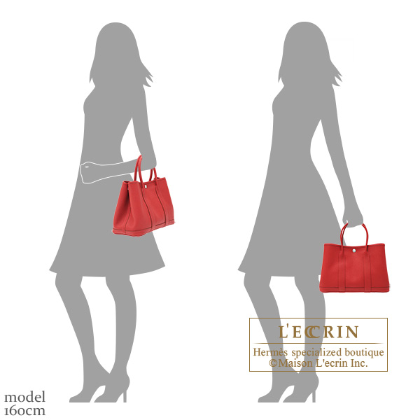 Hermes Garden Party bag 30/TPM Rouge piment Negonda leather Silver hardware