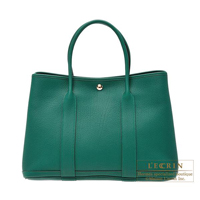 Hermes　Garden Party bag 36/PM　Malachite　Negonda leather　Silver hardware