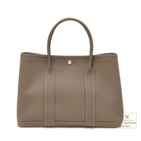 Hermes　Garden Party bag 36/PM　Quadrige　Etoupe grey　Country leather　Silver hardware
