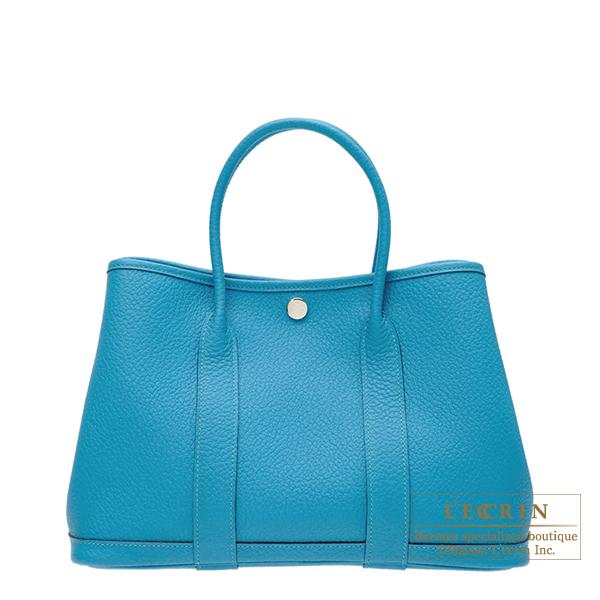 Hermes Garden Party bag TPM Turquoise blue Country leather Silver hardware