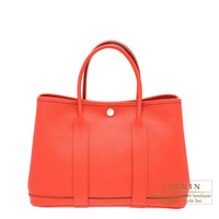 Hermes　Garden Party bag 30/TPM　Rouge pivoine　Country leather　Silver hardware