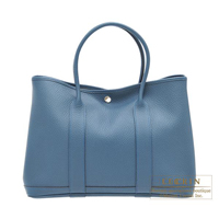 Hermes　Garden Party bag 36/PM　Blue tempete　Country leather　Silver hardware
