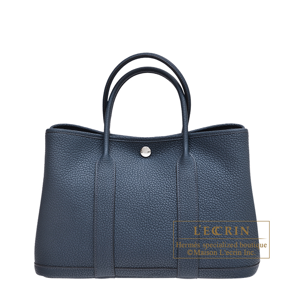 Hermes　Garden Party bag 30/TPM　Blue de presse　Negonda leather　Silver hardware