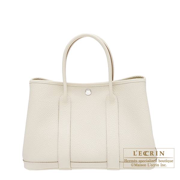 Hermes Garden Party bag TPM Craie Country leather Silver hardware