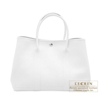 Hermes　Garden Party bag 36/PM　White　Country leather　Silver hardware