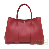 Hermes　Garden Party bag 36/PM　Rouge grenat　Country leather　Silver hardware