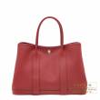 Hermes　Garden Party bag 30/TPM　Rouge grenat　Country leather　Silver hardware