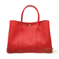 Hermes　Garden Party bag 36/PM　Rouge casaque　Epsom leather　Silver hardware