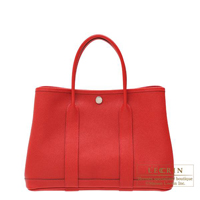 Hermes　Garden Party bag 30/TPM　Rouge casaque　Epsom leather　Silver hardware