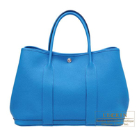 Hermes　Garden Party bag 36/PM　Blue zanzibar　Negonda leather　Silver hardware