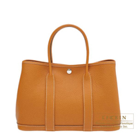 Hermes　Garden Party bag 30/TPM　Toffee　Negonda leather　Silver hardware