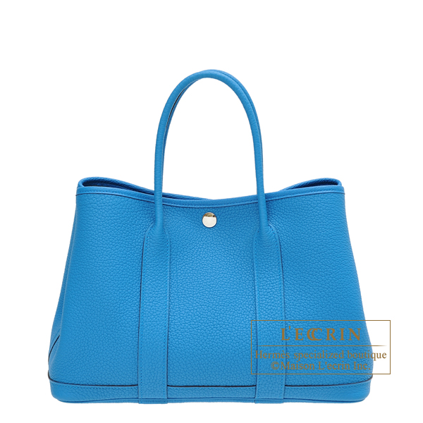 Hermes Garden Party bag TPM Blue zanzibar Negonda leather Silver