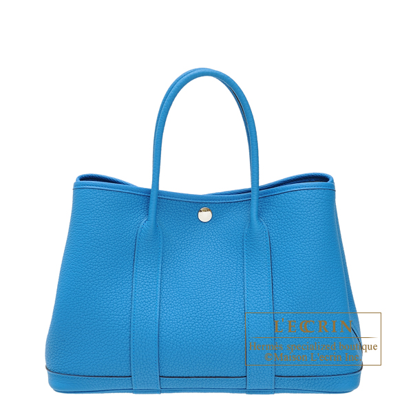 Hermes Garden Party bag TPM Blue zanzibar Negonda leather Silver hardware