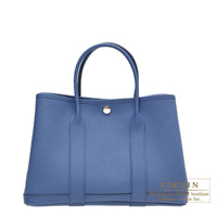 Hermes　Garden Party bag 30/TPM　Blue agate　Country leather　Silver hardware